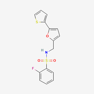 2-fluoro-N-((5-(thiophen-2-yl)furan-2-yl)methyl)benzenesulfonamide