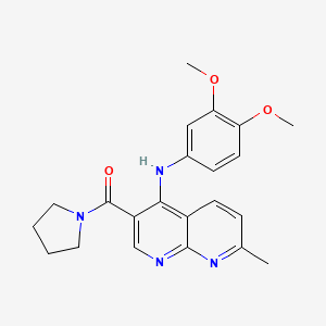 (4-((3,4-Dimethoxyphenyl)amino)-7-methyl-1,8-naphthyridin-3-yl)(pyrrolidin-1-yl)methanone