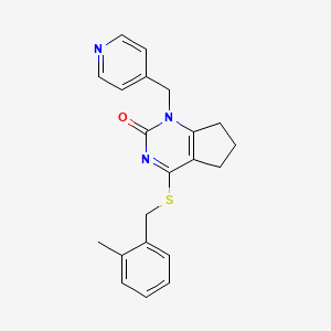 molecular formula C21H21N3OS B2763209 4-((2-methylbenzyl)thio)-1-(pyridin-4-ylmethyl)-6,7-dihydro-1H-cyclopenta[d]pyrimidin-2(5H)-one CAS No. 900000-30-8