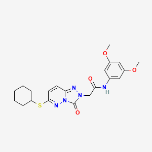 molecular formula C21H25N5O4S B2763221 2-[6-(cyclohexylthio)-3-oxo[1,2,4]triazolo[4,3-b]pyridazin-2(3H)-yl]-N-(3,5-dimethoxyphenyl)acetamide CAS No. 1105240-79-6