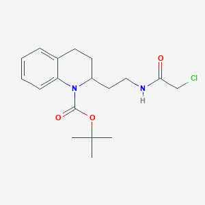 molecular formula C18H25ClN2O3 B2763225 Tert-butyl 2-[2-[(2-chloroacetyl)amino]ethyl]-3,4-dihydro-2H-quinoline-1-carboxylate CAS No. 2411241-22-8