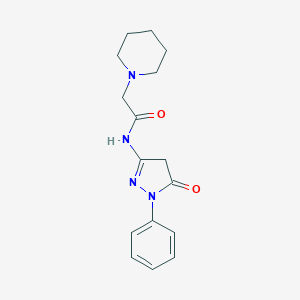 molecular formula C16H20N4O2 B276323 N-(5-oxo-1-phenyl-4,5-dihydro-1H-pyrazol-3-yl)-2-(1-piperidinyl)acetamide 