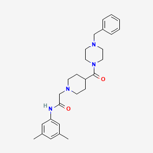 molecular formula C27H36N4O2 B2763230 2-(4-(4-苄基哌嗪-1-甲酰)哌啶-1-基)-N-(3,5-二甲基苯基)乙酰胺 CAS No. 941928-67-2