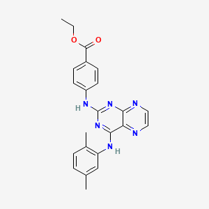 molecular formula C23H22N6O2 B2763238 Ethyl 4-((4-((2,5-dimethylphenyl)amino)pteridin-2-yl)amino)benzoate CAS No. 946349-65-1