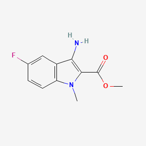 molecular formula C11H11FN2O2 B2763259 甲酸甲酯-3-氨基-5-氟-1-甲基-1H-吲哚-2-甲酸酯 CAS No. 889950-10-1