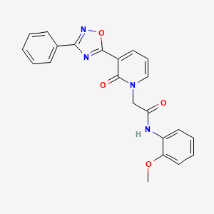 molecular formula C22H18N4O4 B2763262 N-(2-methoxyphenyl)-2-[2-oxo-3-(3-phenyl-1,2,4-oxadiazol-5-yl)pyridin-1(2H)-yl]acetamide CAS No. 1105214-38-7