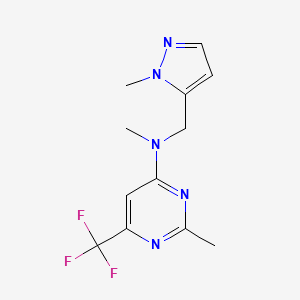 molecular formula C12H14F3N5 B2763266 N,2-二甲基-N-((1-甲基-1H-吡唑-5-基)甲基)-6-(三氟甲基)嘧啶-4-胺 CAS No. 2034512-08-6