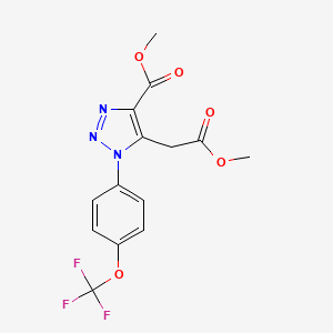 molecular formula C14H12F3N3O5 B2763287 methyl 5-(2-methoxy-2-oxoethyl)-1-[4-(trifluoromethoxy)phenyl]-1H-1,2,3-triazole-4-carboxylate CAS No. 303995-98-4