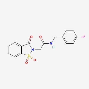 N-[(4-fluorophenyl)methyl]-2-(1,1,3-trioxo-1,2-benzothiazol-2-yl)acetamide