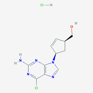 molecular formula C11H13Cl2N5O B027633 (1S,4R)-4-(2-Amino-6-chloro-9H-purin-9-yl)-2-cyclopentene-1-methanol Hydrochloride CAS No. 172015-79-1