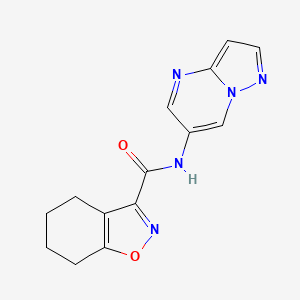 molecular formula C14H13N5O2 B2763304 N-(pyrazolo[1,5-a]pyrimidin-6-yl)-4,5,6,7-tetrahydrobenzo[d]isoxazole-3-carboxamide CAS No. 2034584-15-9
