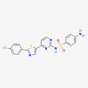 molecular formula C19H14ClN5O2S2 B2763305 4-氨基-N-{4-[2-(4-氯苯基)-1,3-噻唑-5-基]-2-嘧啶基}苯磺酰胺 CAS No. 1211337-63-1