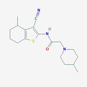 molecular formula C18H25N3OS B276331 N-(3-cyano-4-methyl-4,5,6,7-tetrahydro-1-benzothien-2-yl)-2-(4-methyl-1-piperidinyl)acetamide 