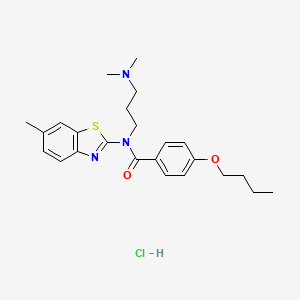 molecular formula C24H32ClN3O2S B2763310 4-丁氧基-N-(3-(二甲胺基)丙基)-N-(6-甲基苯并[d]噻唑-2-基)苯甲酰胺盐酸盐 CAS No. 1217103-60-0