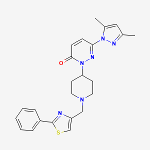 molecular formula C24H26N6OS B2763320 6-(3,5-Dimethylpyrazol-1-yl)-2-[1-[(2-phenyl-1,3-thiazol-4-yl)methyl]piperidin-4-yl]pyridazin-3-one CAS No. 2380041-37-0