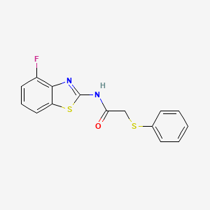 molecular formula C15H11FN2OS2 B2763342 N-(4-氟苯并[d]噻唑-2-基)-2-(苯基硫)乙酰胺 CAS No. 895488-28-5