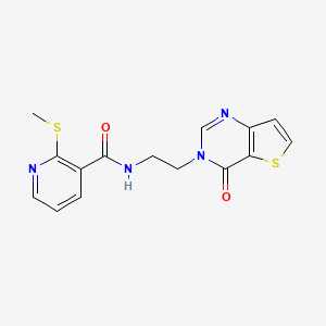 molecular formula C15H14N4O2S2 B2763343 2-(methylthio)-N-(2-(4-oxothieno[3,2-d]pyrimidin-3(4H)-yl)ethyl)nicotinamide CAS No. 2034412-19-4