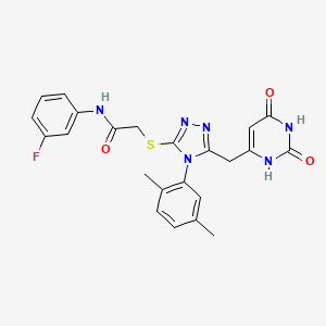 2-((4-(2,5-dimethylphenyl)-5-((2,6-dioxo-1,2,3,6-tetrahydropyrimidin-4-yl)methyl)-4H-1,2,4-triazol-3-yl)thio)-N-(3-fluorophenyl)acetamide