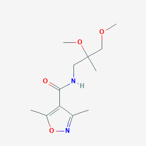 molecular formula C12H20N2O4 B2763346 N-(2,3-dimethoxy-2-methylpropyl)-3,5-dimethyl-1,2-oxazole-4-carboxamide CAS No. 2034485-83-9