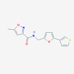 molecular formula C14H12N2O3S B2763349 5-methyl-N-((5-(thiophen-3-yl)furan-2-yl)methyl)isoxazole-3-carboxamide CAS No. 2034492-33-4