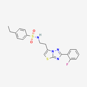 molecular formula C20H19FN4O2S2 B2763355 4-ethyl-N-(2-(2-(2-fluorophenyl)thiazolo[3,2-b][1,2,4]triazol-6-yl)ethyl)benzenesulfonamide CAS No. 946274-33-5