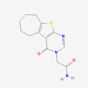 molecular formula C13H15N3O2S B276337 2-(4-oxo-6,7,8,9-tetrahydro-4H-cyclohepta[4,5]thieno[2,3-d]pyrimidin-3(5H)-yl)acetamide 