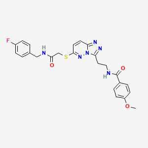 molecular formula C24H23FN6O3S B2763373 N-(2-(6-((2-((4-氟苯甲基)氨基)-2-氧代乙基)硫)-[1,2,4]三唑并[4,3-b]嘧啶-3-基)乙基)-4-甲氧基苯田酰胺 CAS No. 872996-09-3