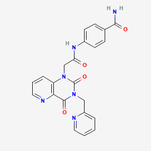 molecular formula C22H18N6O4 B2763381 4-(2-(2,4-dioxo-3-(pyridin-2-ylmethyl)-3,4-dihydropyrido[3,2-d]pyrimidin-1(2H)-yl)acetamido)benzamide CAS No. 941989-46-4