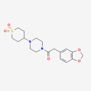 2-(benzo[d][1,3]dioxol-5-yl)-1-(4-(1,1-dioxidotetrahydro-2H-thiopyran-4-yl)piperazin-1-yl)ethanone