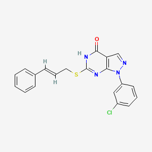 molecular formula C20H15ClN4OS B2763388 1-(3-chlorophenyl)-6-(cinnamylthio)-1H-pyrazolo[3,4-d]pyrimidin-4-ol CAS No. 1020229-82-6