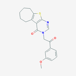 molecular formula C20H20N2O3S B276339 3-[2-(3-methoxyphenyl)-2-oxoethyl]-3,5,6,7,8,9-hexahydro-4H-cyclohepta[4,5]thieno[2,3-d]pyrimidin-4-one 