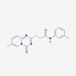 molecular formula C17H16N4O2S B2763392 2-(7-methyl-4-oxopyrido[1,2-a][1,3,5]triazin-2-yl)sulfanyl-N-(3-methylphenyl)acetamide CAS No. 896318-47-1