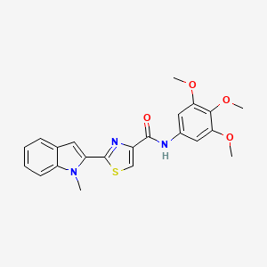 molecular formula C22H21N3O4S B2763393 2-(1-methyl-1H-indol-2-yl)-N-(3,4,5-trimethoxyphenyl)thiazole-4-carboxamide CAS No. 1171210-28-8