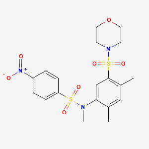 molecular formula C19H23N3O7S2 B2763401 N-(2,4-dimethyl-5-(morpholinosulfonyl)phenyl)-N-methyl-4-nitrobenzenesulfonamide CAS No. 868148-74-7
