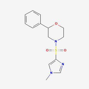 molecular formula C14H17N3O3S B2763403 4-((1-methyl-1H-imidazol-4-yl)sulfonyl)-2-phenylmorpholine CAS No. 1448069-54-2