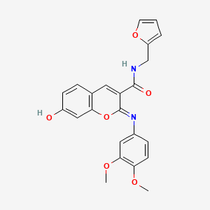 (2Z)-2-[(3,4-dimethoxyphenyl)imino]-N-(2-furylmethyl)-7-hydroxy-2H-chromene-3-carboxamide