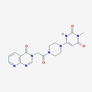 molecular formula C18H19N7O4 B2763427 3-Methyl-6-[4-[2-(4-oxopyrido[2,3-d]pyrimidin-3-yl)acetyl]piperazin-1-yl]-1H-pyrimidine-2,4-dione CAS No. 2319637-74-4
