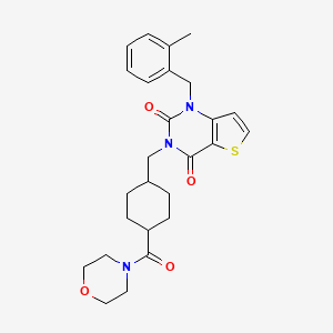 molecular formula C26H31N3O4S B2763434 1-(2-甲基苯甲基)-3-((4-(吗啉-4-甲酰基)环己基)甲基)噻吩[3,2-d]嘧啶-2,4(1H,3H)-二酮 CAS No. 932291-42-4