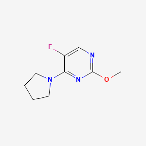 molecular formula C9H12FN3O B2763435 5-氟-2-甲氧基-4-(吡咯啉-1-基)嘧啶 CAS No. 2034367-56-9