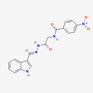 (E)-N-(2-(2-((1H-indol-3-yl)methylene)hydrazinyl)-2-oxoethyl)-4-nitrobenzamide