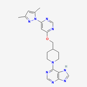 molecular formula C20H23N9O B2763446 6-[4-[[6-(3,5-Dimethylpyrazol-1-yl)pyrimidin-4-yl]oxymethyl]piperidin-1-yl]-7H-purine CAS No. 2380059-02-7