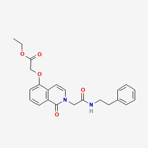 molecular formula C23H24N2O5 B2763448 Ethyl 2-((1-oxo-2-(2-oxo-2-(phenethylamino)ethyl)-1,2-dihydroisoquinolin-5-yl)oxy)acetate CAS No. 868224-25-3