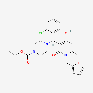 Ethyl 4-((2-chlorophenyl)(1-(furan-2-ylmethyl)-4-hydroxy-6-methyl-2-oxo-1,2-dihydropyridin-3-yl)methyl)piperazine-1-carboxylate