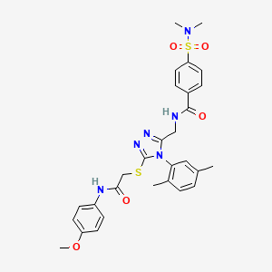 molecular formula C29H32N6O5S2 B2763467 N-((4-(2,5-dimethylphenyl)-5-((2-((4-methoxyphenyl)amino)-2-oxoethyl)thio)-4H-1,2,4-triazol-3-yl)methyl)-4-(N,N-dimethylsulfamoyl)benzamide CAS No. 309968-27-2