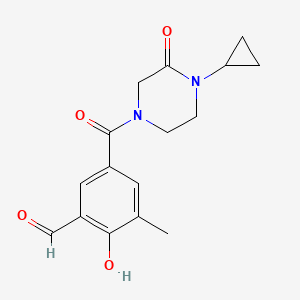 molecular formula C16H18N2O4 B2763470 5-(4-Cyclopropyl-3-oxopiperazine-1-carbonyl)-2-hydroxy-3-methylbenzaldehyde CAS No. 2224291-19-2