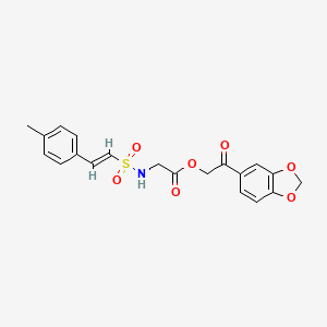 molecular formula C20H19NO7S B2763474 [2-(1,3-Benzodioxol-5-yl)-2-oxoethyl] 2-[[(E)-2-(4-methylphenyl)ethenyl]sulfonylamino]acetate CAS No. 1798408-38-4