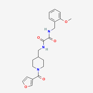molecular formula C21H25N3O5 B2763485 N1-((1-(furan-3-carbonyl)piperidin-4-yl)methyl)-N2-(2-methoxybenzyl)oxalamide CAS No. 1396767-30-8
