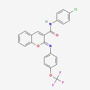 molecular formula C23H14ClF3N2O3 B2763486 (2Z)-N-(4-chlorophenyl)-2-{[4-(trifluoromethoxy)phenyl]imino}-2H-chromene-3-carboxamide CAS No. 1327169-57-2