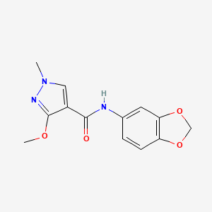 molecular formula C13H13N3O4 B2763488 N-(苯并[d][1,3]二氧杂环戊-5-基)-3-甲氧基-1-甲基-1H-吡唑-4-甲酰胺 CAS No. 1014046-01-5