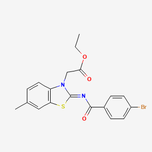 Ethyl 2-[2-(4-bromobenzoyl)imino-6-methyl-1,3-benzothiazol-3-yl]acetate